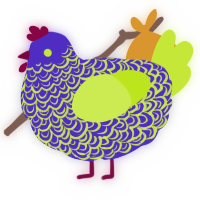 A indigo and lime chicken with a double-lace pattern