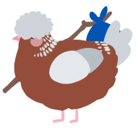 A russet and mist chicken with a neck-band pattern