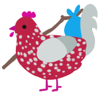 A crimson and silver chicken with a speckle pattern