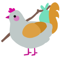 A silver and orange chicken