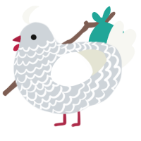 A mist and white chicken with a lace pattern