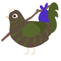A bark and olive chicken with a bar pattern