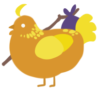 Tang, a orange and yellow chicken with a neck-speckle pattern