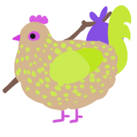 A beige and lime chicken with a speckle pattern