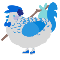A pink and sapphire chicken with a half-lace pattern