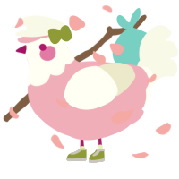 A pink and white chicken with a head pattern