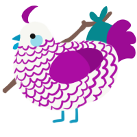A white and plum chicken with a lace pattern