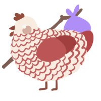A cream and red chicken with a lace pattern