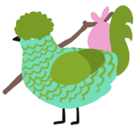 A mint and chartreuse chicken with a lace pattern