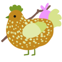 A ochre and lemon chicken with a speckle pattern
