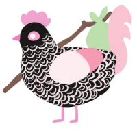 A sable and rose chicken with a double-lace pattern