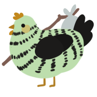 A gluppy and sable chicken with a bar pattern