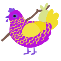 brady violation, a amethyst and yellow chicken with a lace pattern