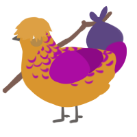 A orange and plum chicken with a half-lace pattern
