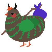 A bark and viridian chicken with a bar pattern