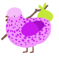 A lavender and amethyst chicken with a speckle pattern