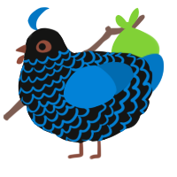 A black and sapphire chicken with a lace pattern