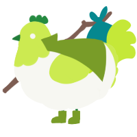 A white and lime chicken with a head pattern