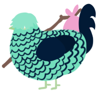 A mint and tumblr chicken with a lace pattern