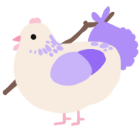 A cream and lilac chicken with a neck-speckle pattern