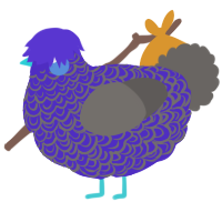 A indigo and grey chicken with a double-lace pattern