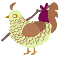 A apple and brown chicken with a lace pattern