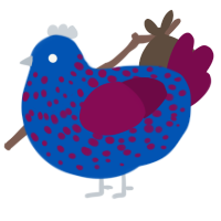 Haunted Mansion, a ultramarine and wine chicken with a speckle pattern