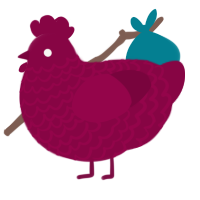 A maroon chicken with a lace pattern