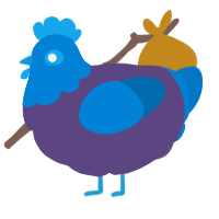 A overcast and sapphire chicken with a head pattern