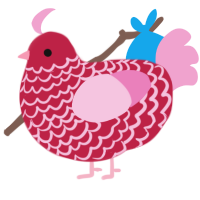 A crimson and pink chicken with a lace pattern
