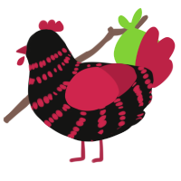 A black and crimson chicken with a bar pattern