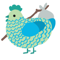 A gluppy and cerulean chicken with a lace pattern