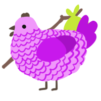 A lavender and amethyst chicken with a lace pattern