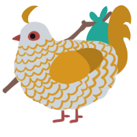 A mist and ochre chicken with a lace pattern