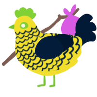 A yellow and tumblr chicken with a lace pattern