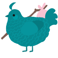 A teal chicken with a lace pattern