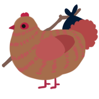 A brown and red chicken with a bar pattern