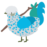 A mist and cerulean chicken with a speckle pattern