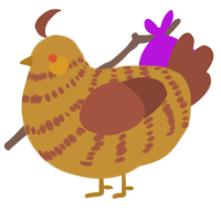 A gold and russet chicken with a bar pattern