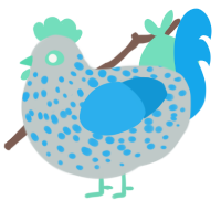 A silver and sky chicken with a speckle pattern