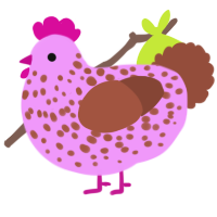 A lavender and russet chicken with a speckle pattern