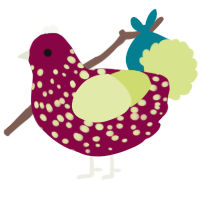 A maroon and lemon chicken with a speckle pattern