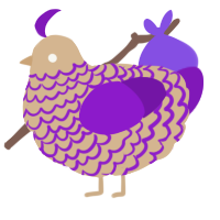 A beige and violet chicken with a lace pattern