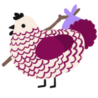 A cream and wine chicken with a lace pattern