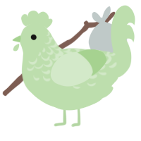 A gluppy chicken with a half-lace pattern