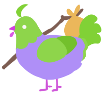 A lilac and grass chicken with a head pattern