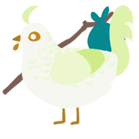 A white and apple chicken with a half-lace pattern