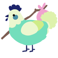 A mint and apple chicken with a head pattern