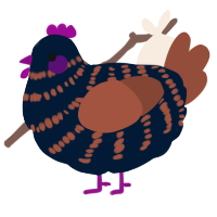 A tumblr and russet chicken with a bar pattern