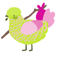 stem, a lime and pink chicken with a lace pattern